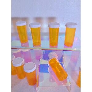10 Empty Prescription Pill Bottles 8½ DR Amber Vials w/ Child Resistant Caps